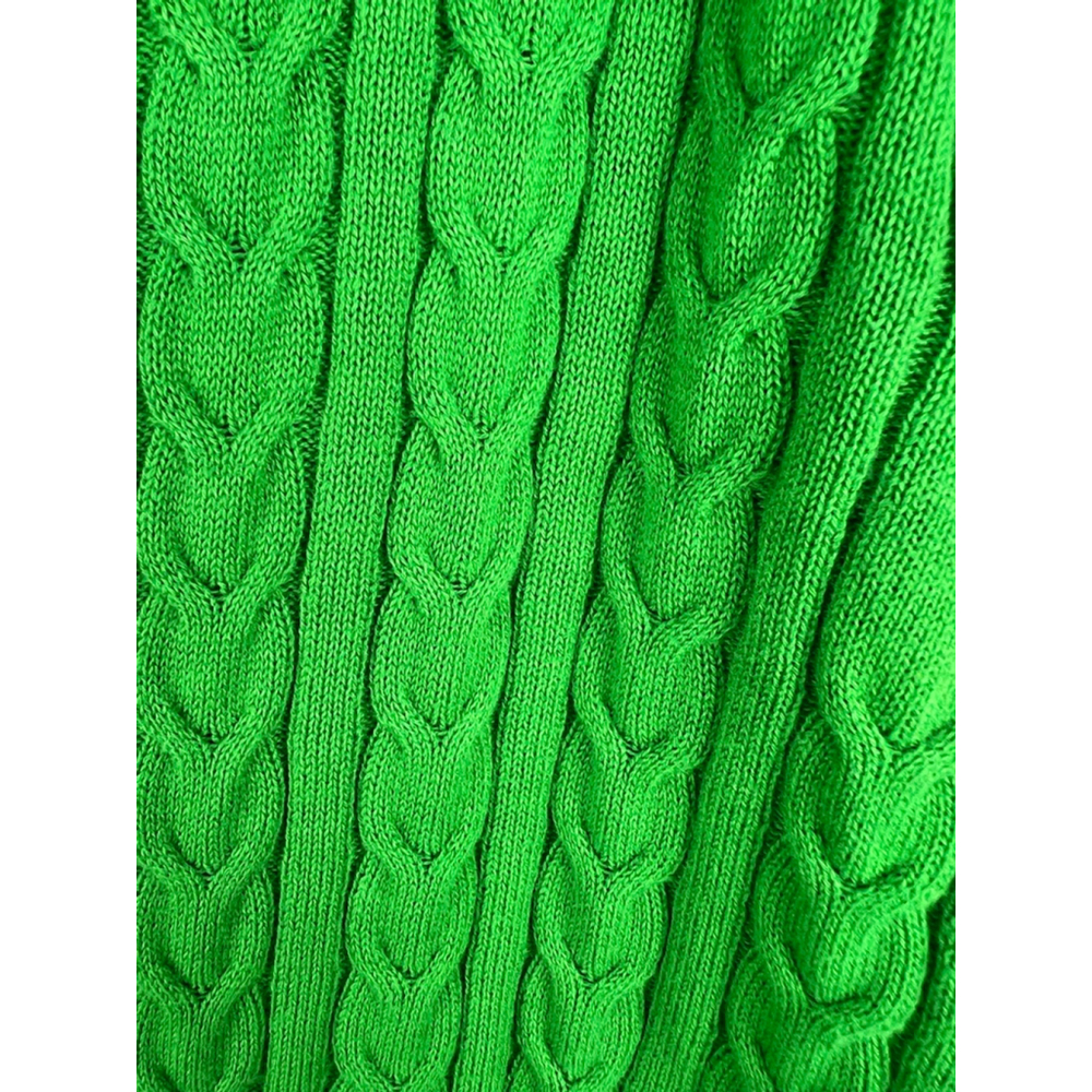 Tommy Hilfiger Women's XL Cable Knit Sweater Bright Green 100% Cotton Crewneck - Picture 4 of 6